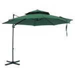 Ombrelone-Suspenso-Roma-Giratorio-360°-300m-Base-Em-Cruz-com-Suporte-Para-Luminaria-Verde-Bel