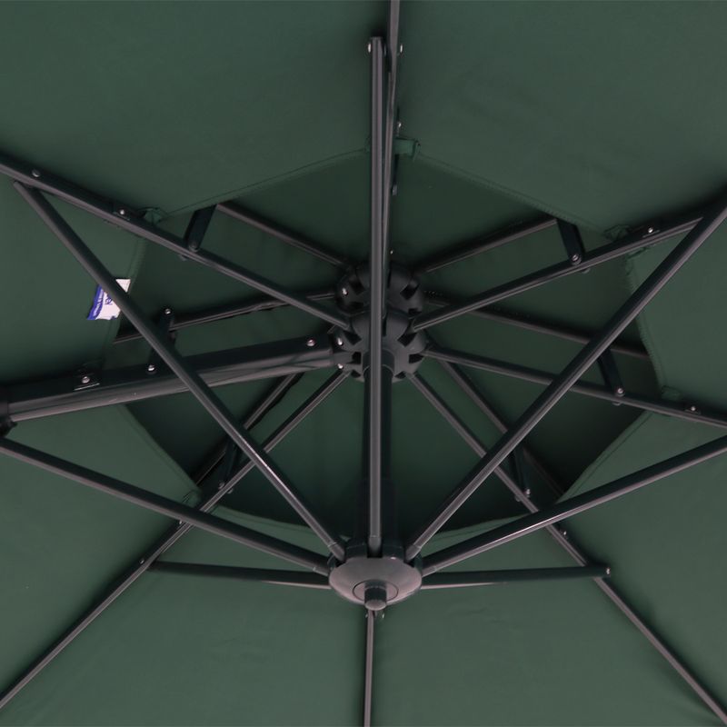 Ombrelone-Suspenso-Roma-Giratorio-360°-300m-Base-Em-Cruz-com-Suporte-Para-Luminaria-Verde-Bel