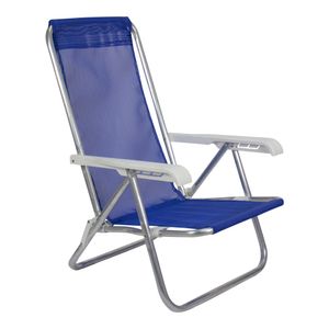 Cadeira de Praia Reclinável Lazy em Alumínio Azul Bel