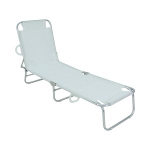 Cadeira Espreguiçadeira em Poliéster e Alumínio Branca Bel