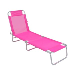 Cadeira Espreguiçadeira em Poliéster e Alumínio Rosa Bel