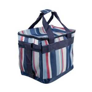 Bolsa Térmica em Poliéster 12 Latas Listrada Azul e Branca Bel