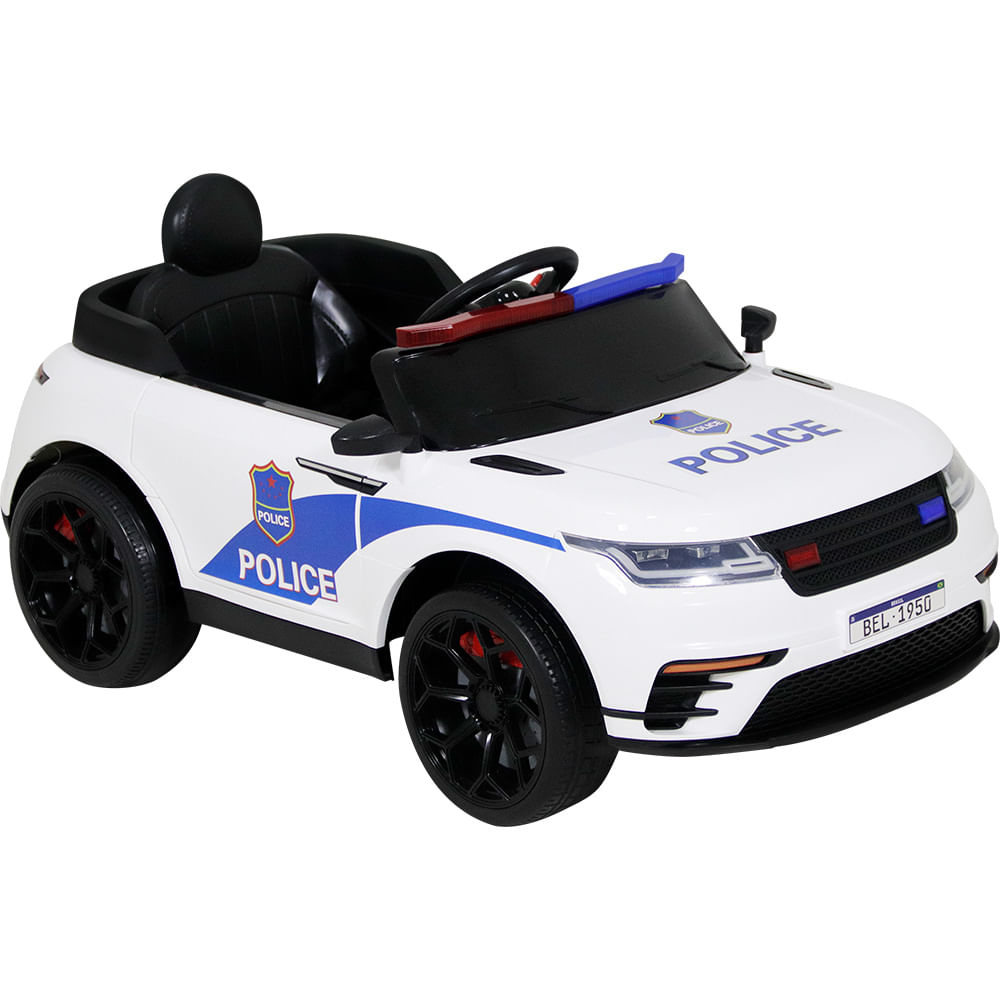 Carrinho Elétrico de Polícia Drift 12V Branco Bel