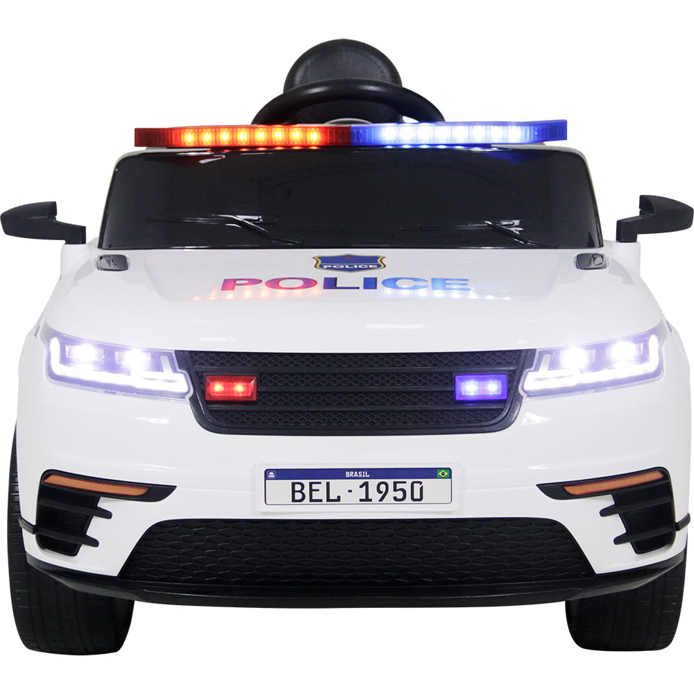 Carrinho Elétrico de Polícia Drift 12V Branco Bel