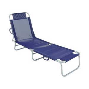 Cadeira Espreguiçadeira em Poliéster e Alumínio Azul Marinho Bel