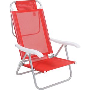Cadeira de Praia Reclinável Sunny em Alumínio Vermelha Bel