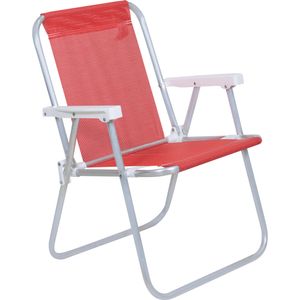 Cadeira de Praia Alta Lazy em Alumínio Vermelha Bel
