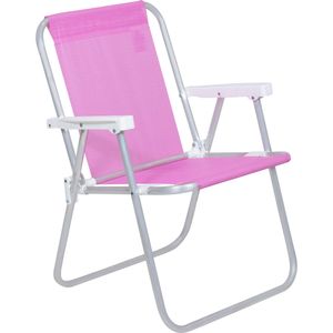 Cadeira de Praia Alta Lazy em Alumínio Rosa Bel
