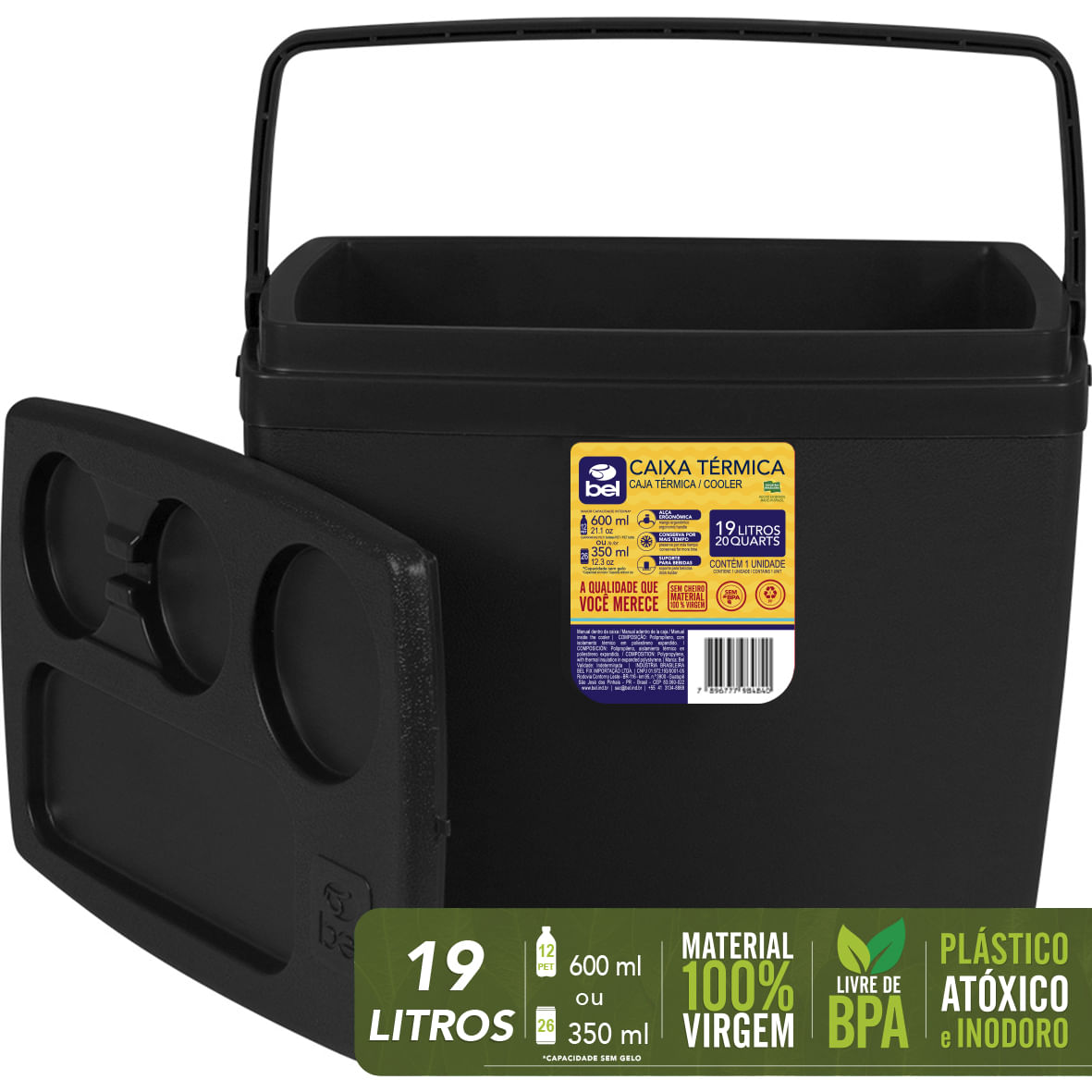 Caixa Térmica 19 Litros Preta Bel