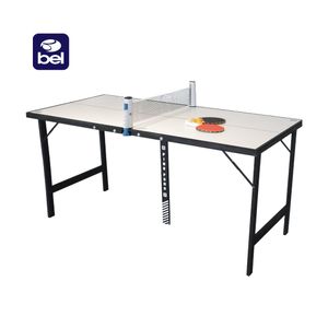 Mini Mesa de Ping-Pong Portátil com Kit 1 Rede Retrátil + 2 Raquetes + 3 Bolinhas Bel