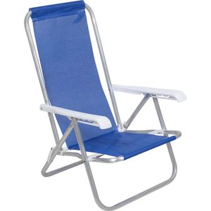 Cadeira Lazy Reclinável 4 Posições em Alumínio Azul Bel