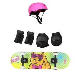 Skate Radical Iniciante + Kit Proteção Completo Estampas Sortidas Bel