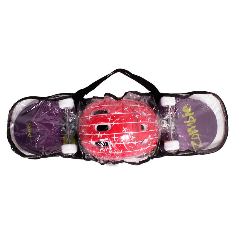 Skateboard Radical Iniciante + Kit Proteção Completo Estampas Sortidas Bel