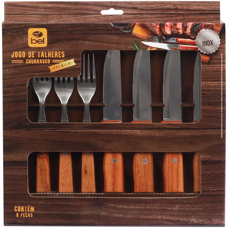 Jogo-de-Talheres-Premium-Em-Inox-com-Cabo-de-Madeira-Para-Churrasco-8-Pecas-Bel