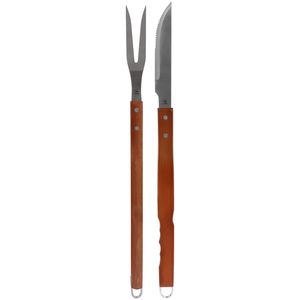 Kit Para Churrasco Inox Cabo de Madeira Grande 2 Peças Bel
