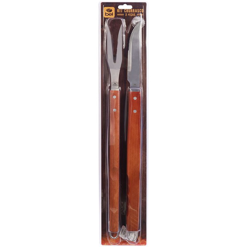 Kit-Para-Churrasco-Inox-Cabo-de-Madeira-Grande-2-Pecas-Bel