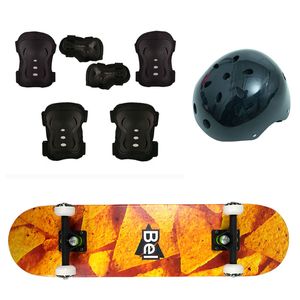 Skate Semi-Pro + Kit Proteção Completo Estampas Sortidas Bel