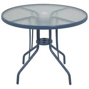 Mesa Redonda 90 x 90 cm em Alumínio com Tampo de Vidro Cinza Bel