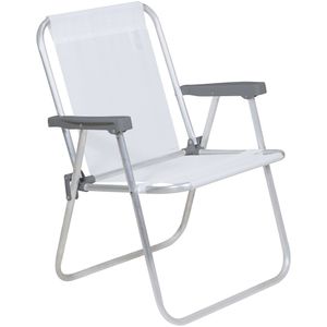 Cadeira de Praia Alta Lazy em Alumínio Branca Bel
