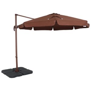 Ombrellone Suspenso Articulado Giratório Sicília 3 metros Marrom + Base em ABS 50 Litros Preta Bel