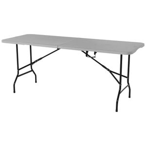 Mesa Dobrável Portátil Prática 1,80m Cinza Bel