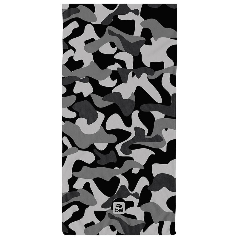 Toalha de Praia Cotton Soft Grande 1,40m Camuflada Preta e Cinza Bel