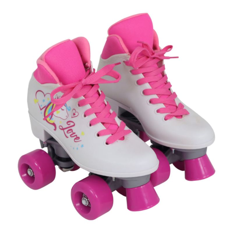 Patins Quad Love Unicórnio Branco 35 Bel