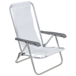 Cadeira Lazy Reclinável 4 Posições em Aluminio Branca Bel