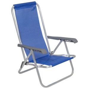 Cadeira Lazy Reclinável 4 Posições em Alumínio Azul Bel