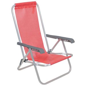 Cadeira Lazy Reclinável 4 Posições em Alumínio Vermelha Bel