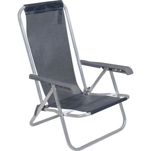 Cadeira Lazy Reclinável 4 Posições em Alumínio Azul Marinho Bel