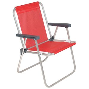 Cadeira de Praia Alta Lazy em Alumínio Vermelha Bel