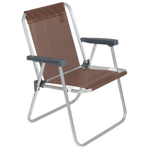 Cadeira de Praia Alta Lazy em Alumínio Marrom Bel