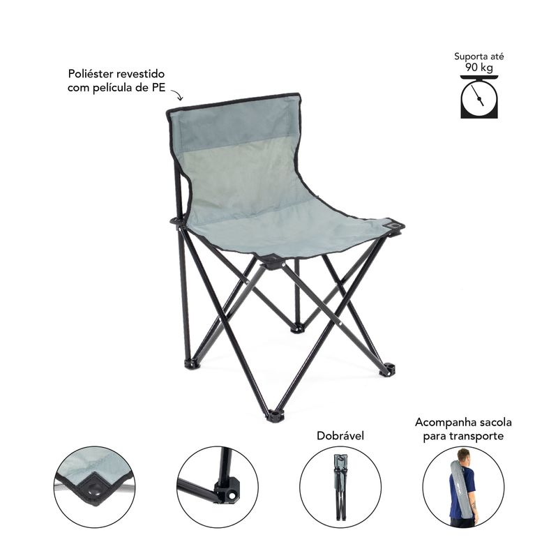 Cadeira Dobrável Araguaia Cinza Bel