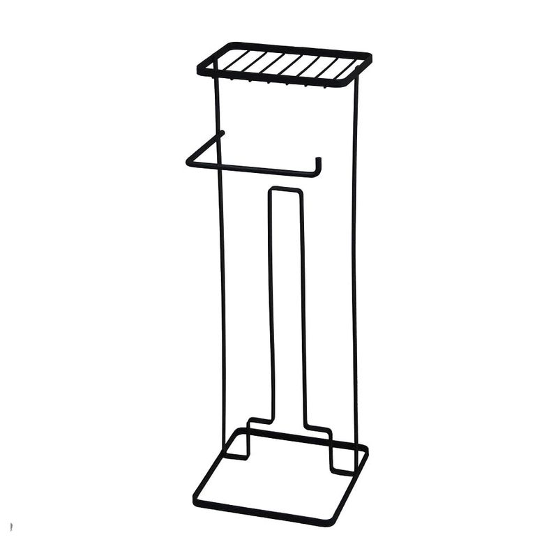 Suporte de Papel Higiênico de Chão com Porta Celular Preto Bel