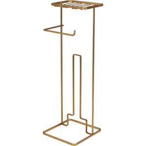 Suporte de Papel Higiênico de Chão com Porta Celular Dourado Bel