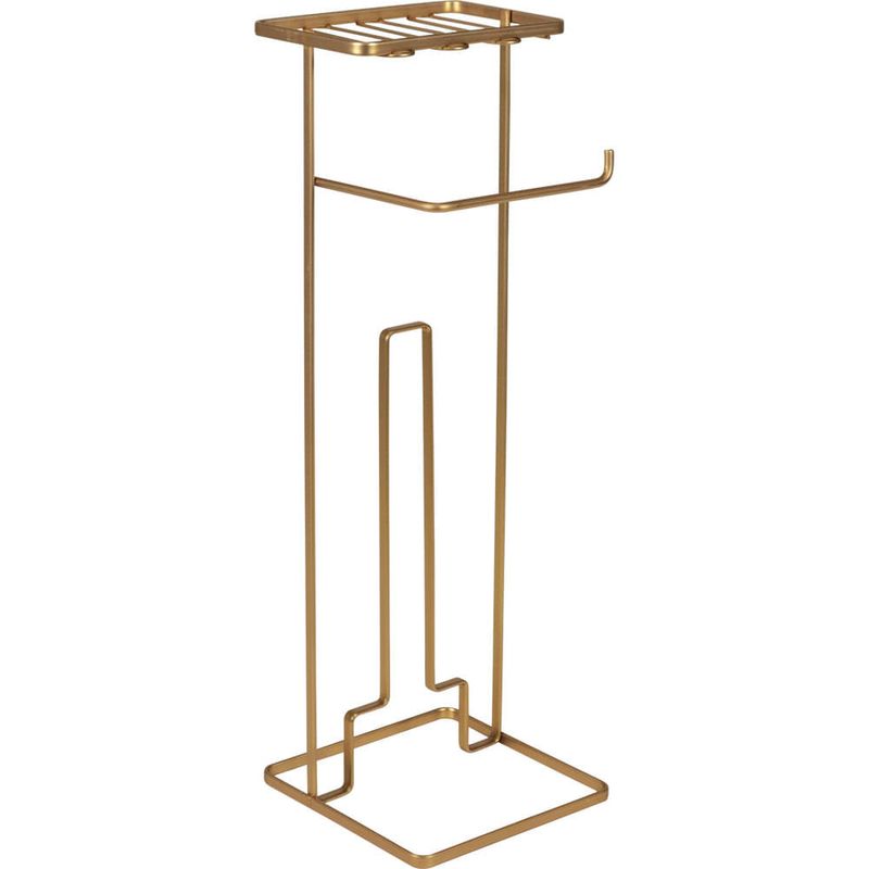 Suporte de Papel Higiênico de Chão com Porta Celular Dourado Bel