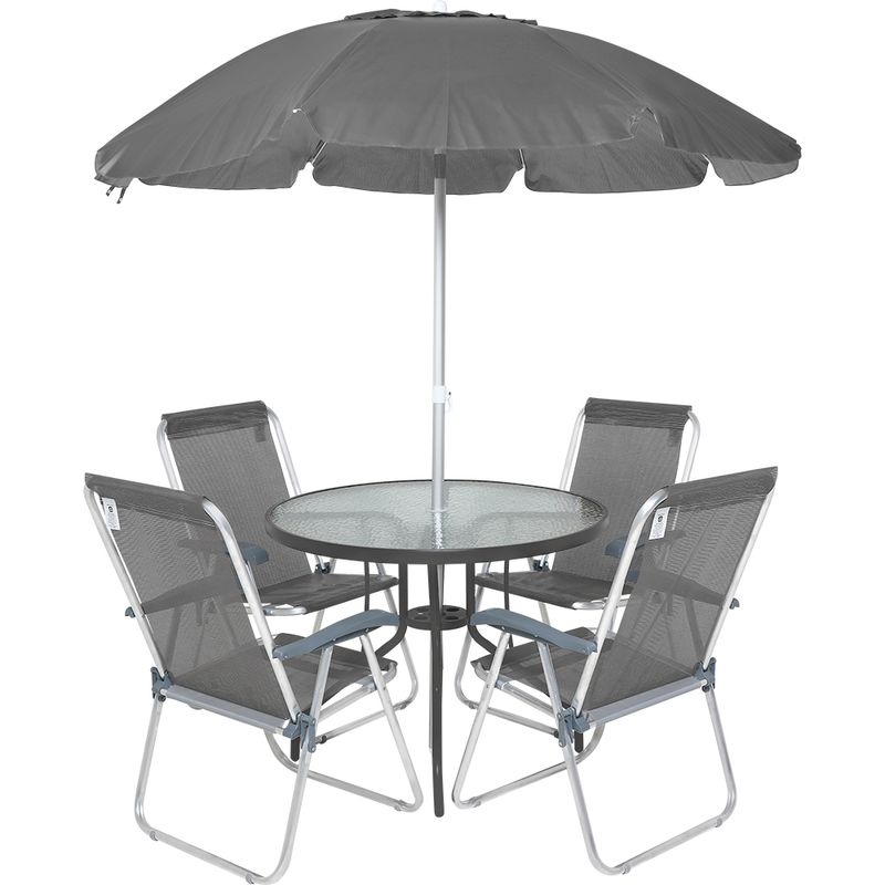 Conjunto Trancoso 4 Caddeiras Relax + Mesa + G-sol Cinza Bel