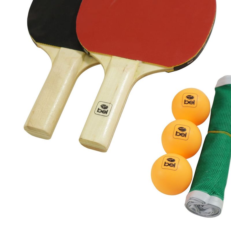 Kit  Tênis de Mesa 2 Raquetes + Suporte + Rede + 3 Bolinhas N°40 Bel