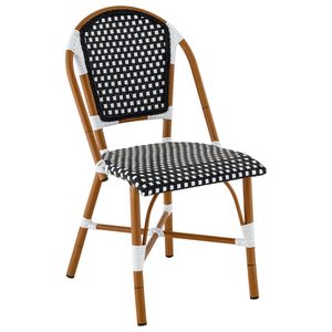 Cadeira Paris em Rattan e Alumínio Preto Quadriculado Bel